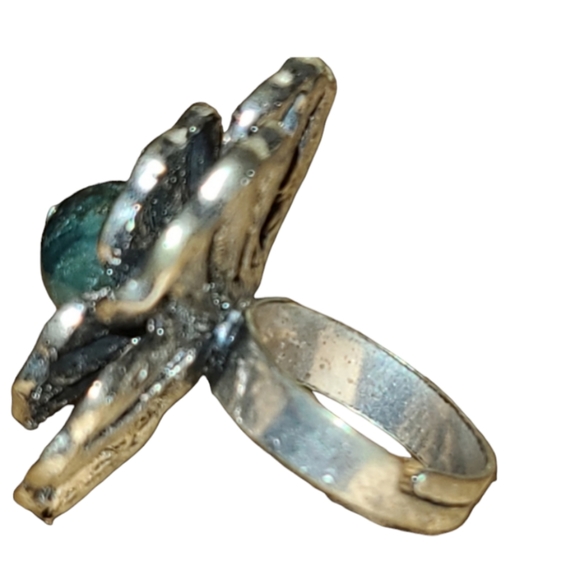 Vintage Floral  Chunky Adjustable Ring Size 8 Lot 4 - Picture 2 of 4